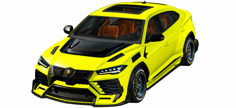 Yellow Lamborghini Urus in Car Parking Multiplayer, front three-quarter view